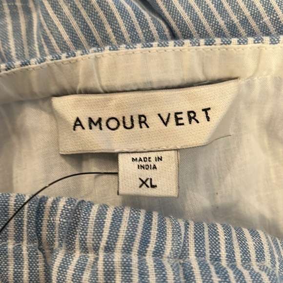 NWT Amour Vert Elio Linen Midi Dress, Blue Natural Stripe - Picture 9 of 11